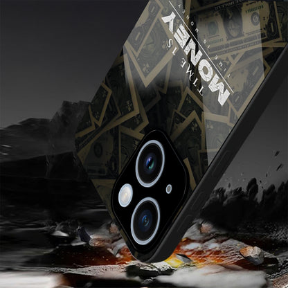 iPhone 14 Premium Acrylic Shockproof Glass Back Case (Time Is Money)