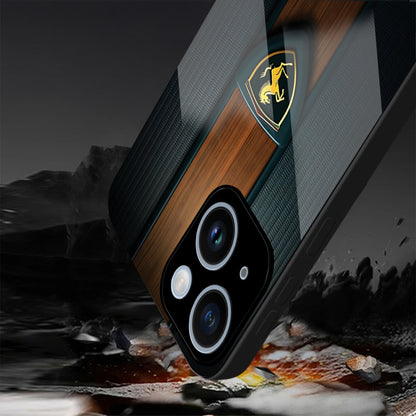 iPhone 14 Premium Acrylic Shockproof Glass Back Case (Royal Roadster)