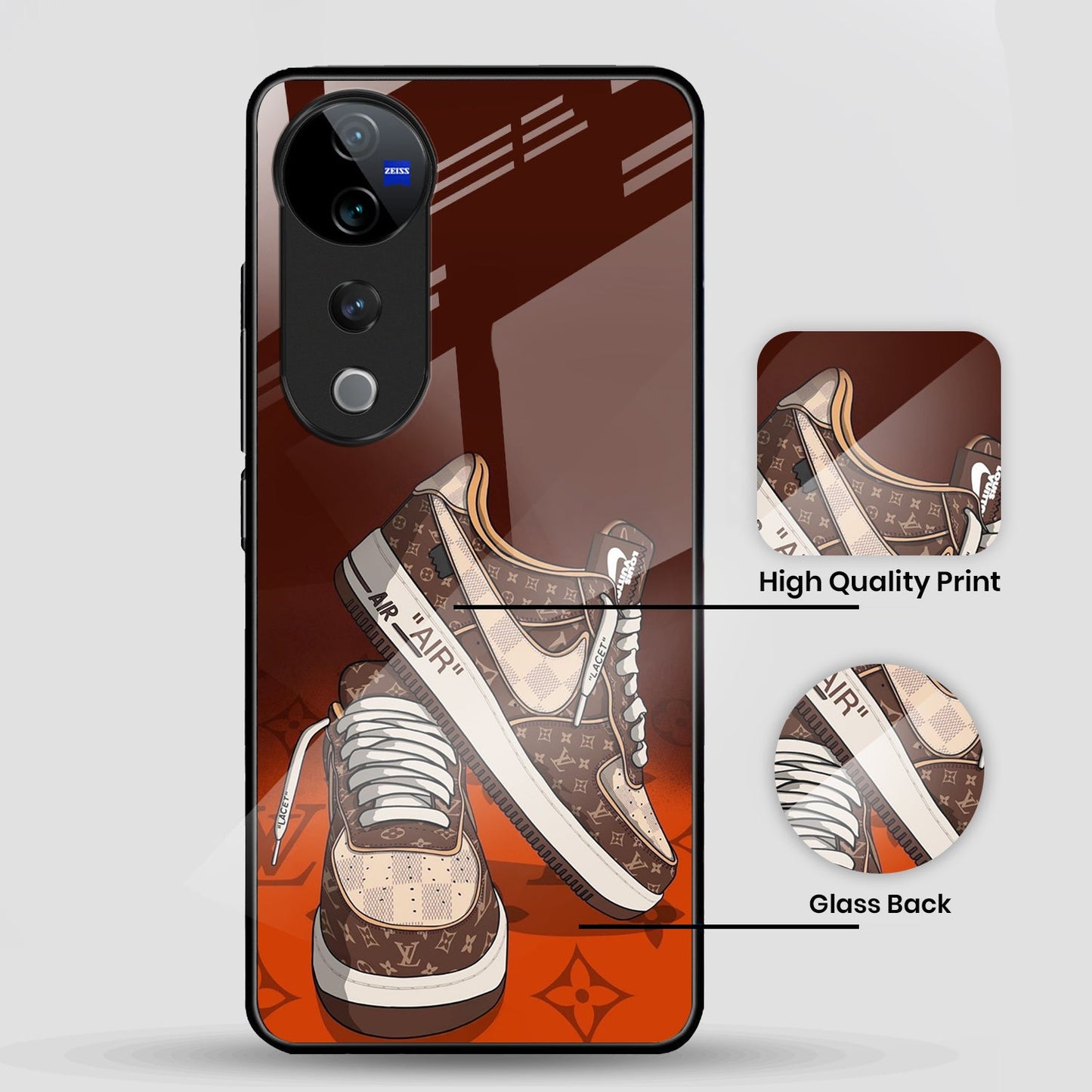 Vivo V40 Pro 5G Premium Acrylic Shockproof Glass Back Case (Sneaker)