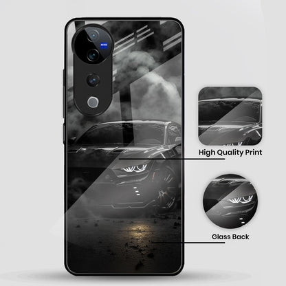 Vivo V40 Pro 5G Premium Acrylic Shockproof Glass Back Case (Black-BMW)