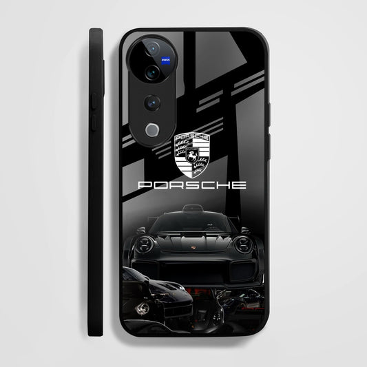 Vivo V40 Pro 5G Premium Acrylic Shockproof Glass Back Case (Black Porsche)