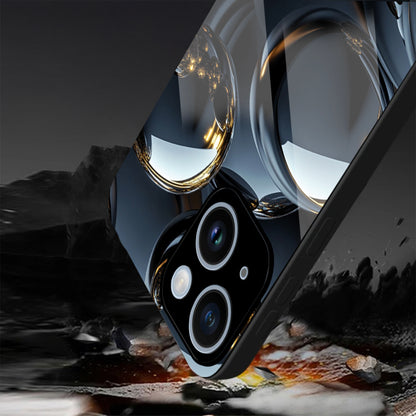 iPhone 14 Premium Acrylic Shockproof Glass Back Case (Mirror Spheres)
