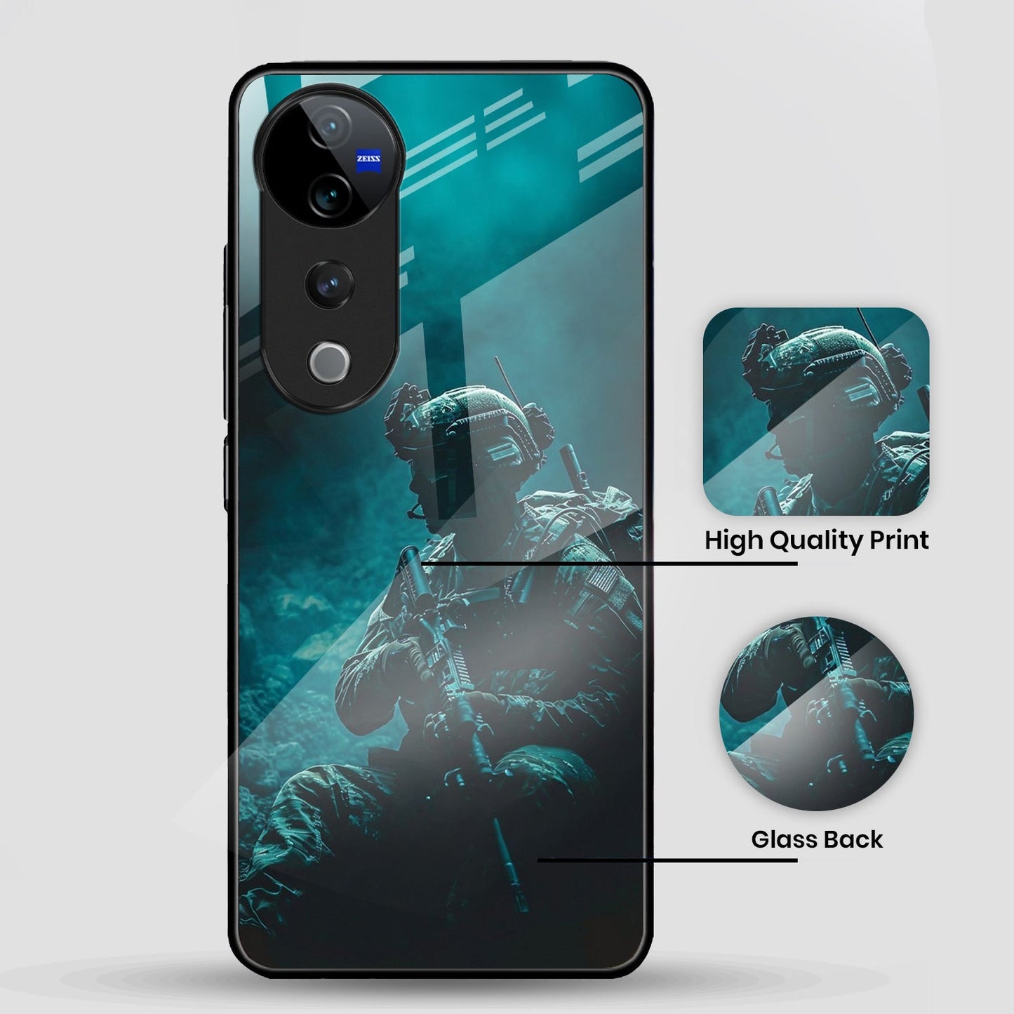 Vivo V40 Pro 5G Premium Acrylic Shockproof Glass Back Case (Shadow Warrior)