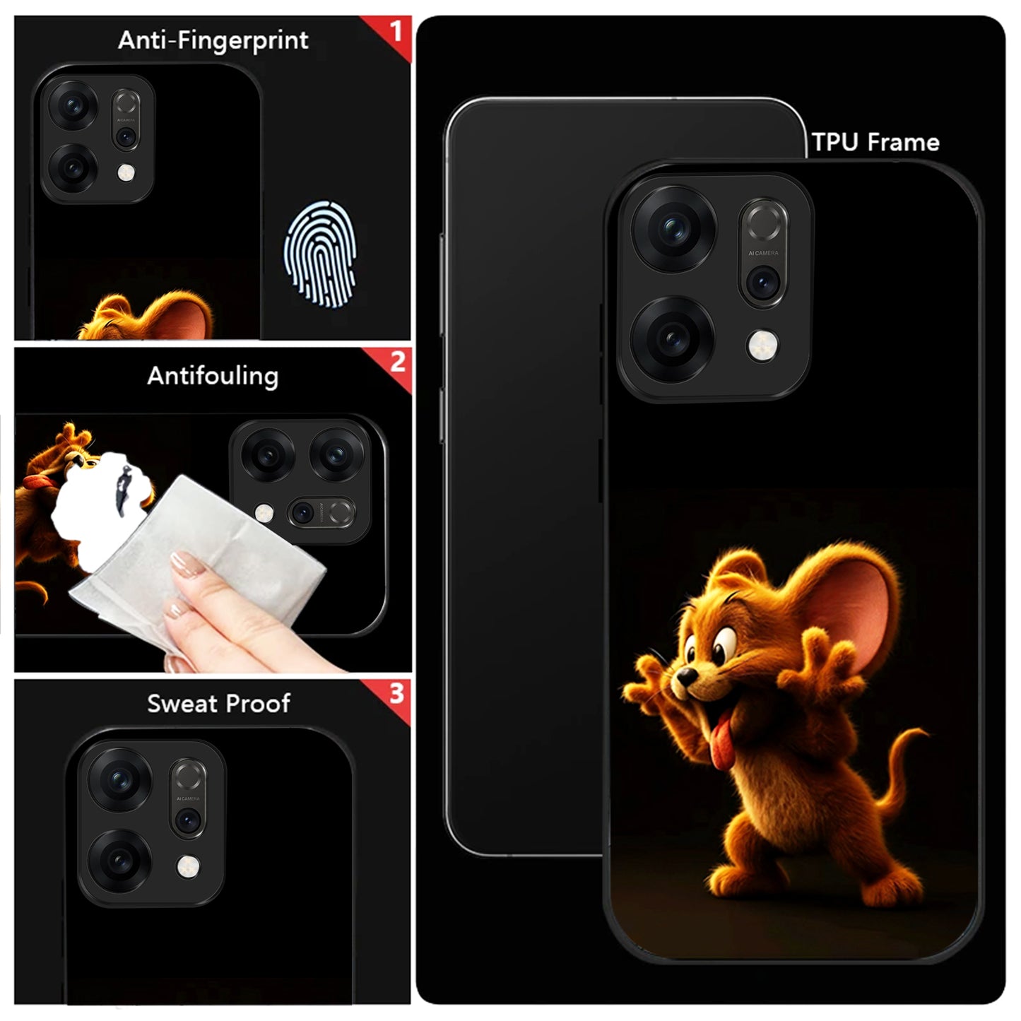 Oppo Reno 14 5G Cute Jerry Design Aesthetic Glass Case