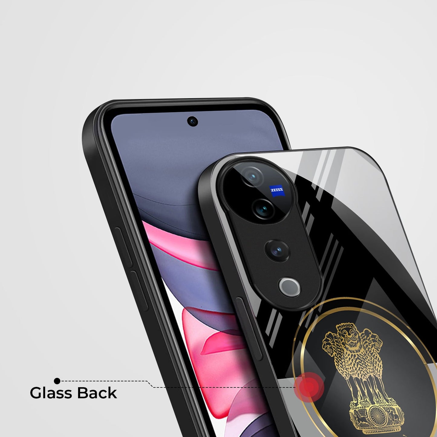 Vivo V40 Pro 5G Premium Acrylic Shockproof Glass Back Case (Satyamev Noir)