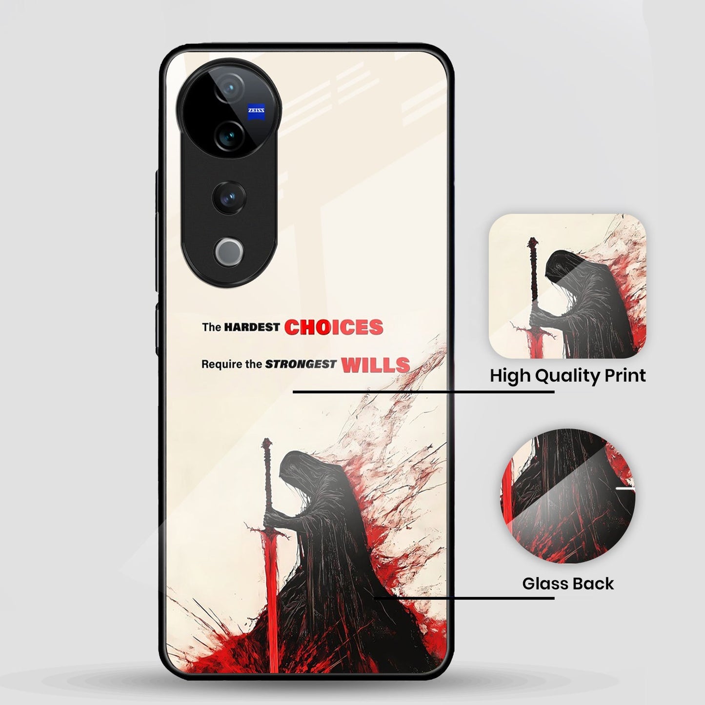 Vivo V40 Pro 5G Premium Acrylic Shockproof Glass Back Case (Shadow Will )