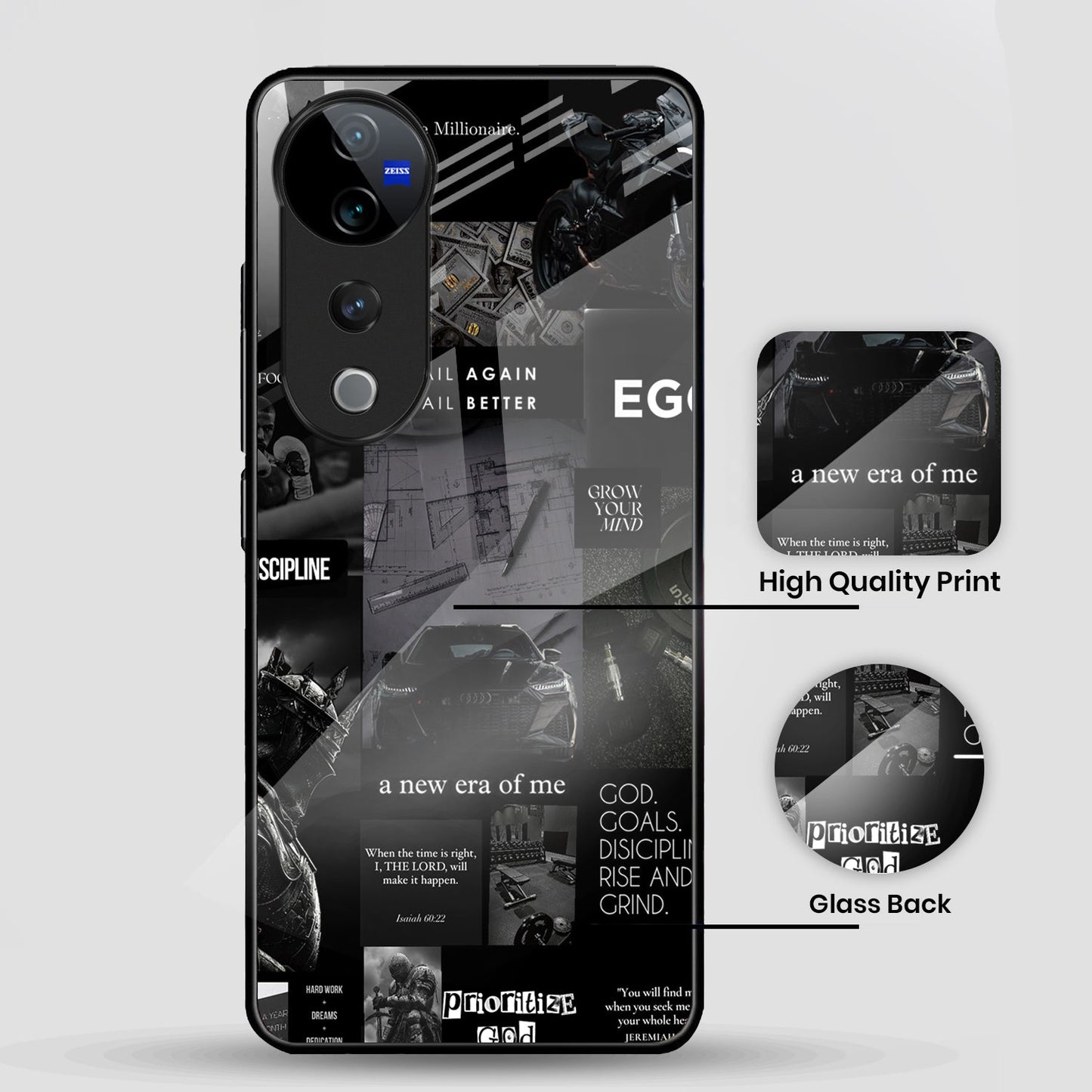 Vivo V40 Pro 5G Premium Acrylic Shockproof Glass Back Case (New Era)