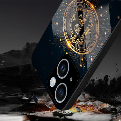 iPhone 14 Premium Acrylic Shockproof Glass Back Case (Bitcoin Armor)