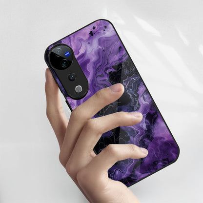 Vivo V40 Pro 5G Premium Acrylic Shockproof Glass Back Case (Purple Chaos)