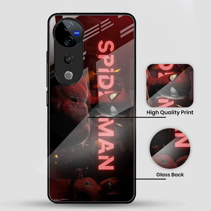 Vivo V40 Pro 5G Premium Acrylic Shockproof Glass Back Case (Red Spiderman)
