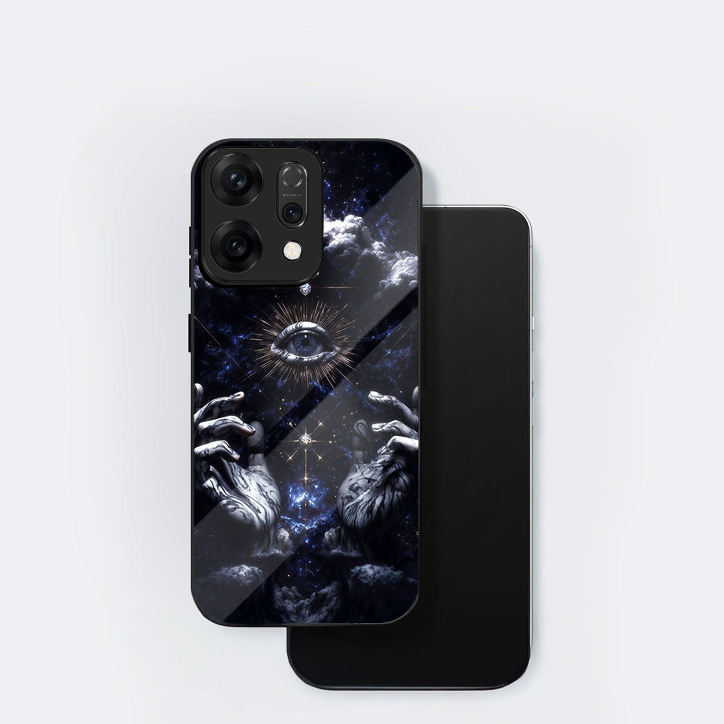 Oppo Reno 14 5G Premium Acrylic Shockproof Glass Back Case (Galaxy Eye)