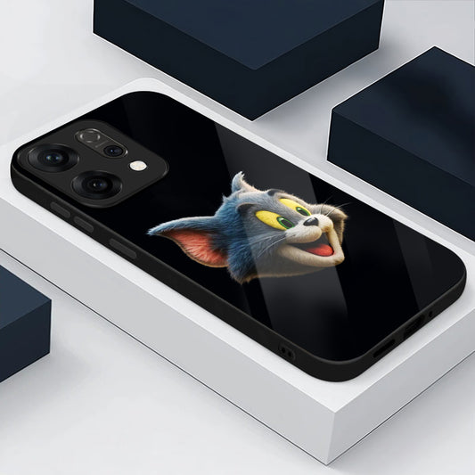 Oppo Reno 14 5G Smiling Tom Cartoon Design Aesthetic Glass Case