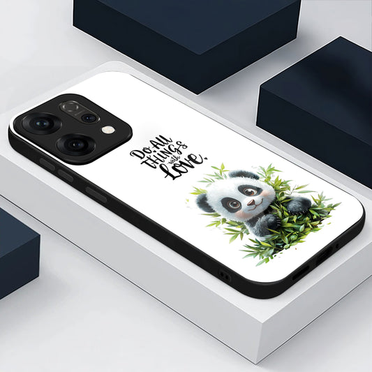 Oppo Reno 14 5G Cute Panda with Quote Aesthetic Glass Case