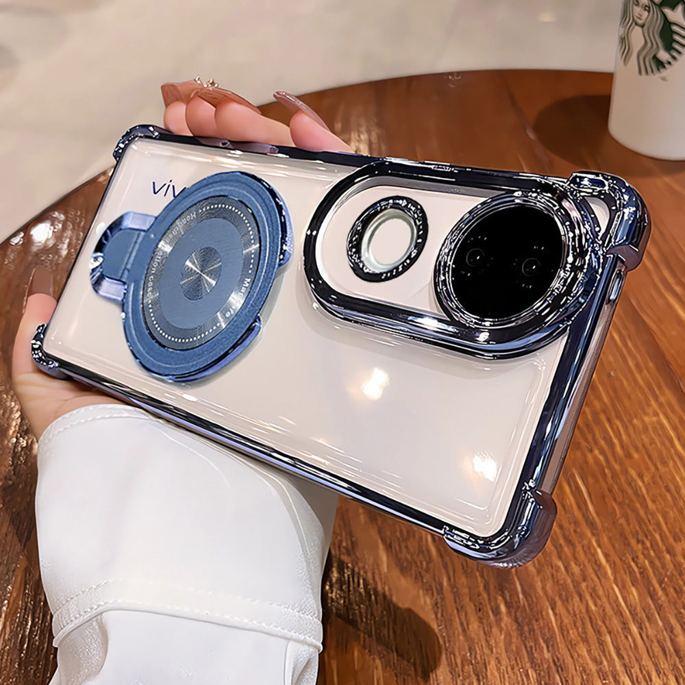 Vivo V50 5G Luxury Four Corner Invincible Bracket Ring Stand Case