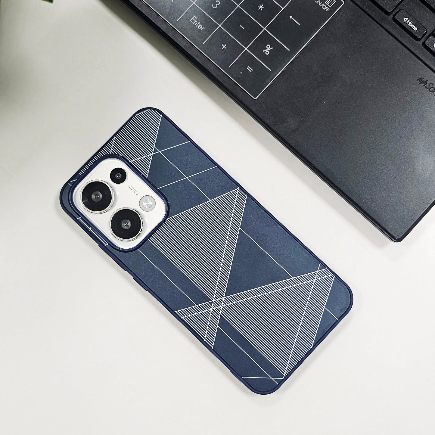 Oppo Reno 13 5G Triangle Pattern Matte Back Shockproof Case