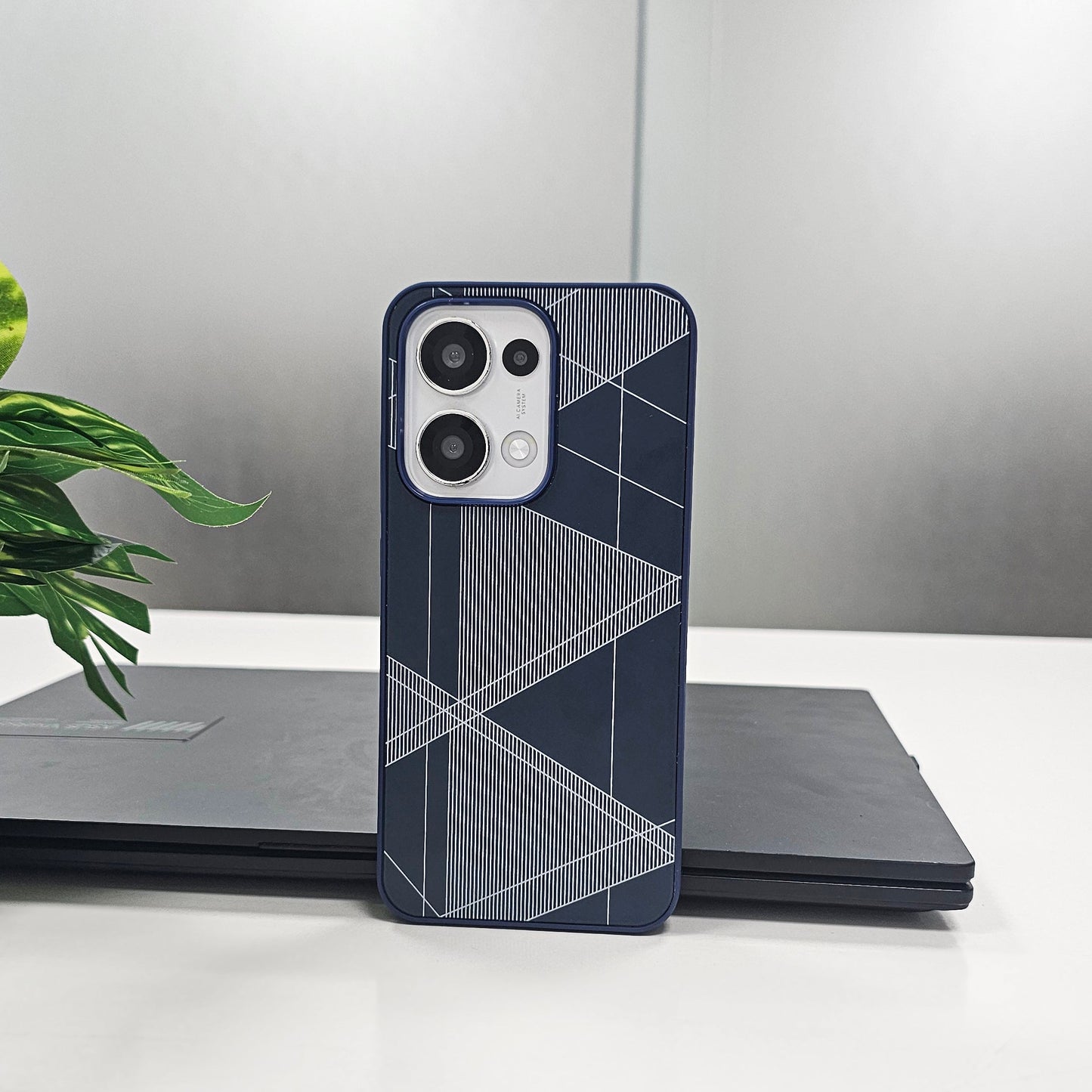 Oppo Reno 13 5G Triangle Pattern Matte Back Shockproof Case