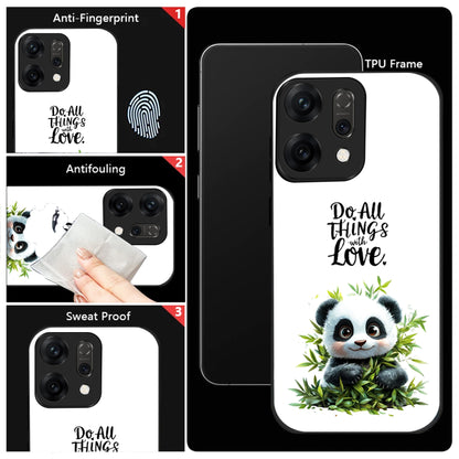 Oppo Reno 14 5G Cute Panda with Quote Aesthetic Glass Case