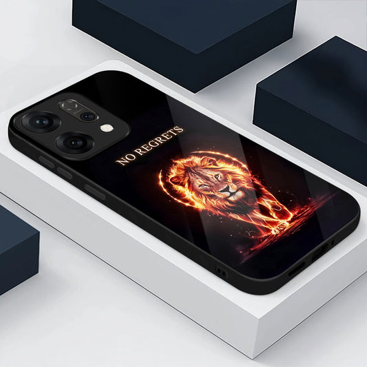 Oppo Reno 14 5G No Regrets Lion Aesthetic Glass Case