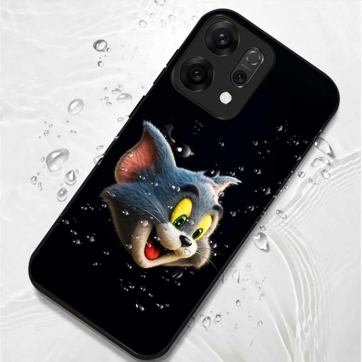 Oppo Reno 14 5G Smiling Tom Cartoon Design Aesthetic Glass Case