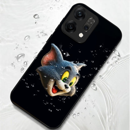 Oppo Reno 14 5G Smiling Tom Cartoon Design Aesthetic Glass Case