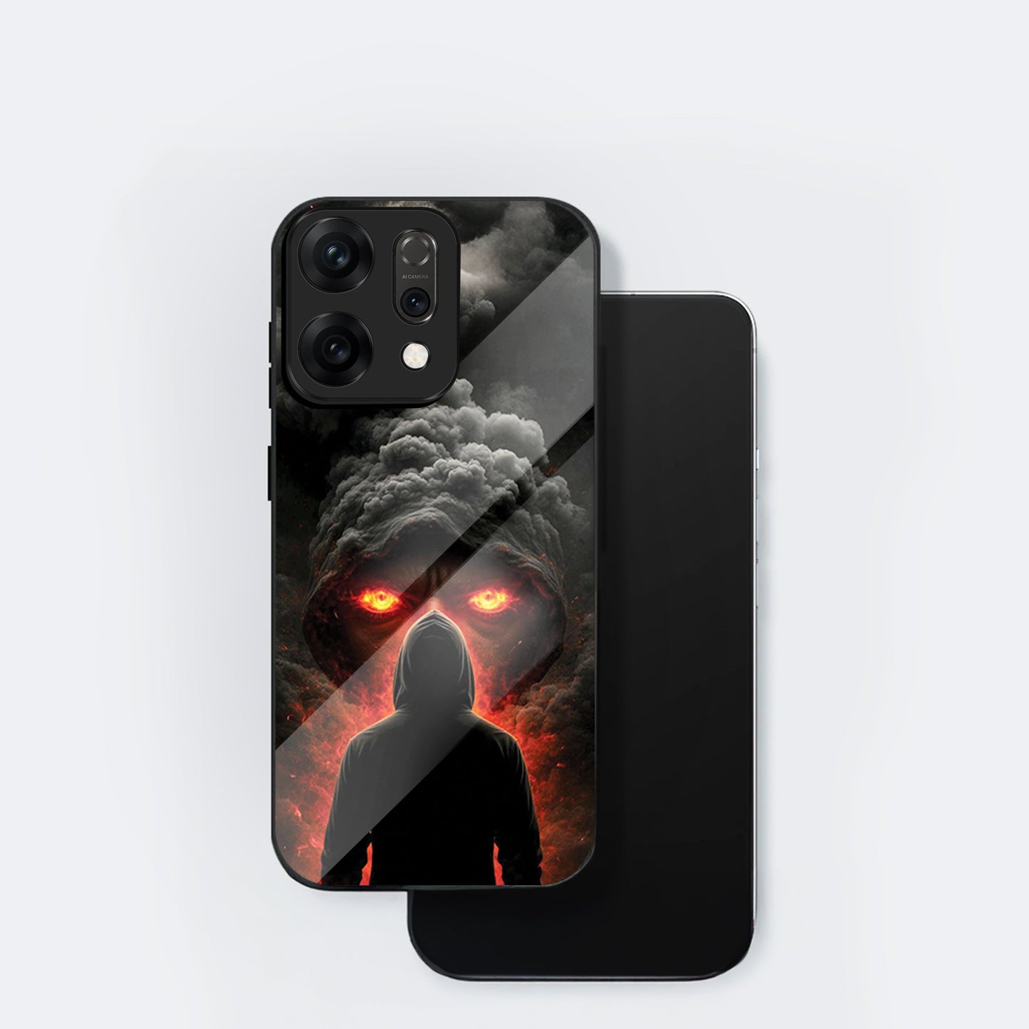 Oppo Reno 14 5G Premium Acrylic Shockproof Glass Back Case (Dark Flame)