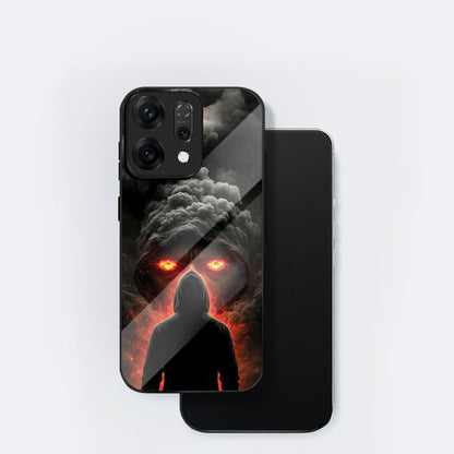 Oppo Reno 14 5G Premium Acrylic Shockproof Glass Back Case (Dark Flame)