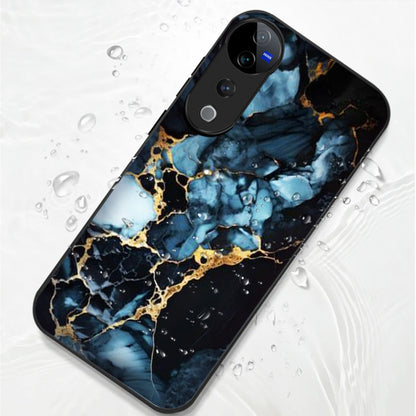 Vivo V40 Pro 5G Premium Acrylic Shockproof Glass Back Case (Blue Marble)