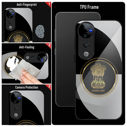 Vivo V40 Pro 5G Premium Acrylic Shockproof Glass Back Case (Satyamev Noir)