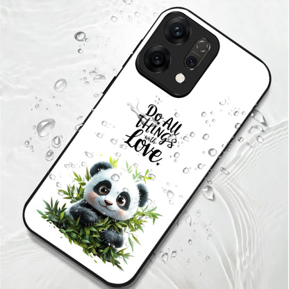 Oppo Reno 14 5G Cute Panda with Quote Aesthetic Glass Case