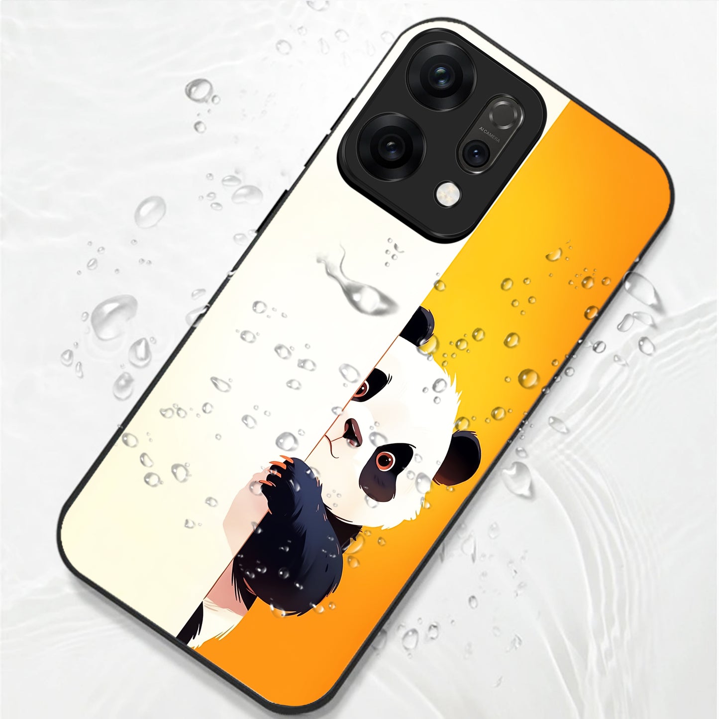 Oppo Reno 14 5G Cute Panda Peek Aesthetic Glass Case