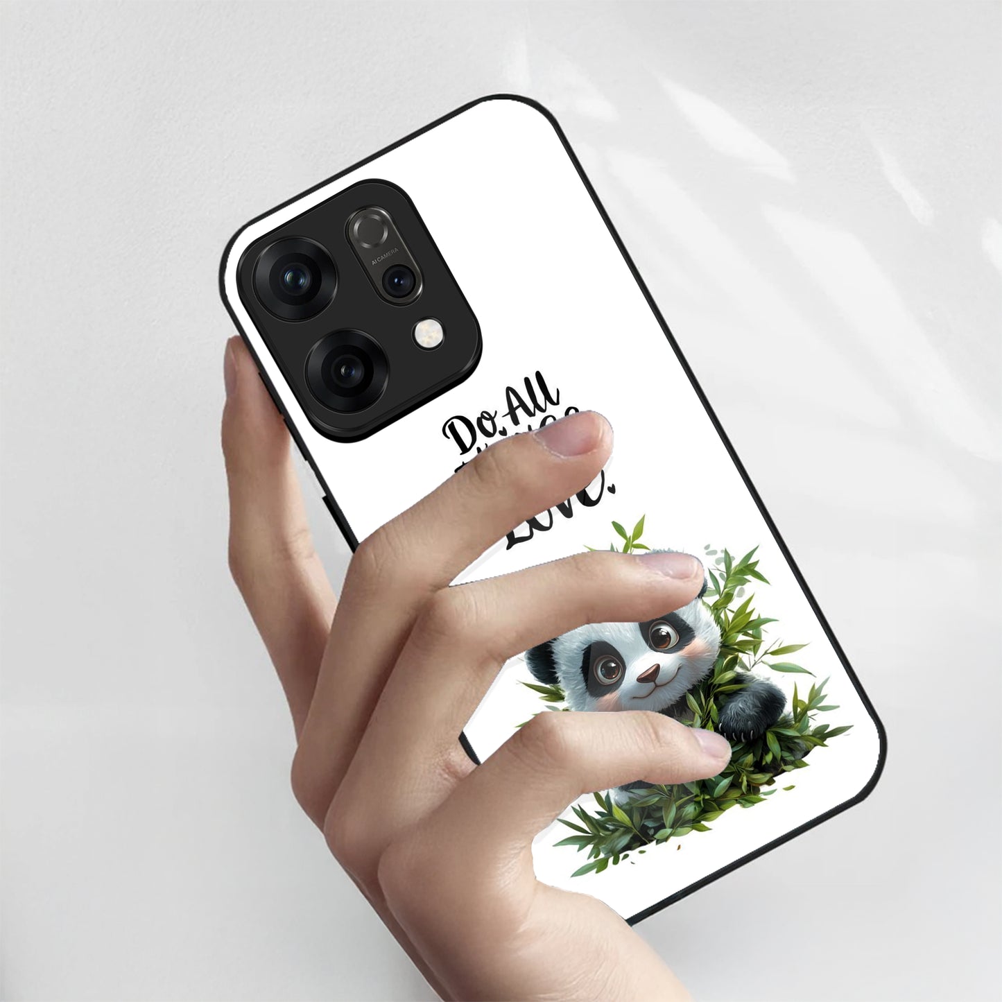 Oppo Reno 14 5G Cute Panda with Quote Aesthetic Glass Case