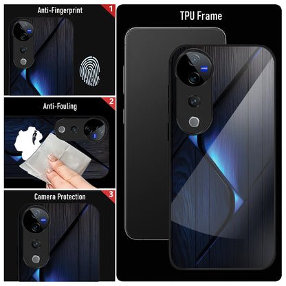 Vivo V40 Pro 5G Premium Acrylic Shockproof Glass Back Case (Blue Gradient)