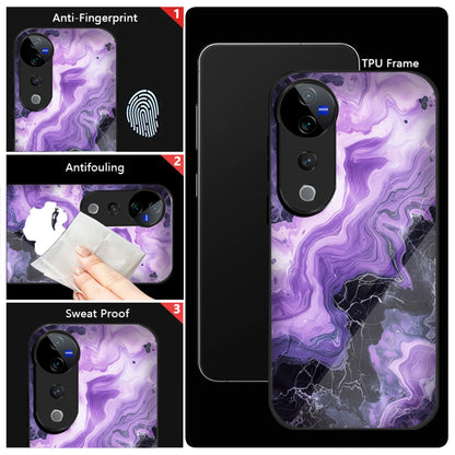 Vivo V40 Pro 5G Premium Acrylic Shockproof Glass Back Case (Purple Chaos)