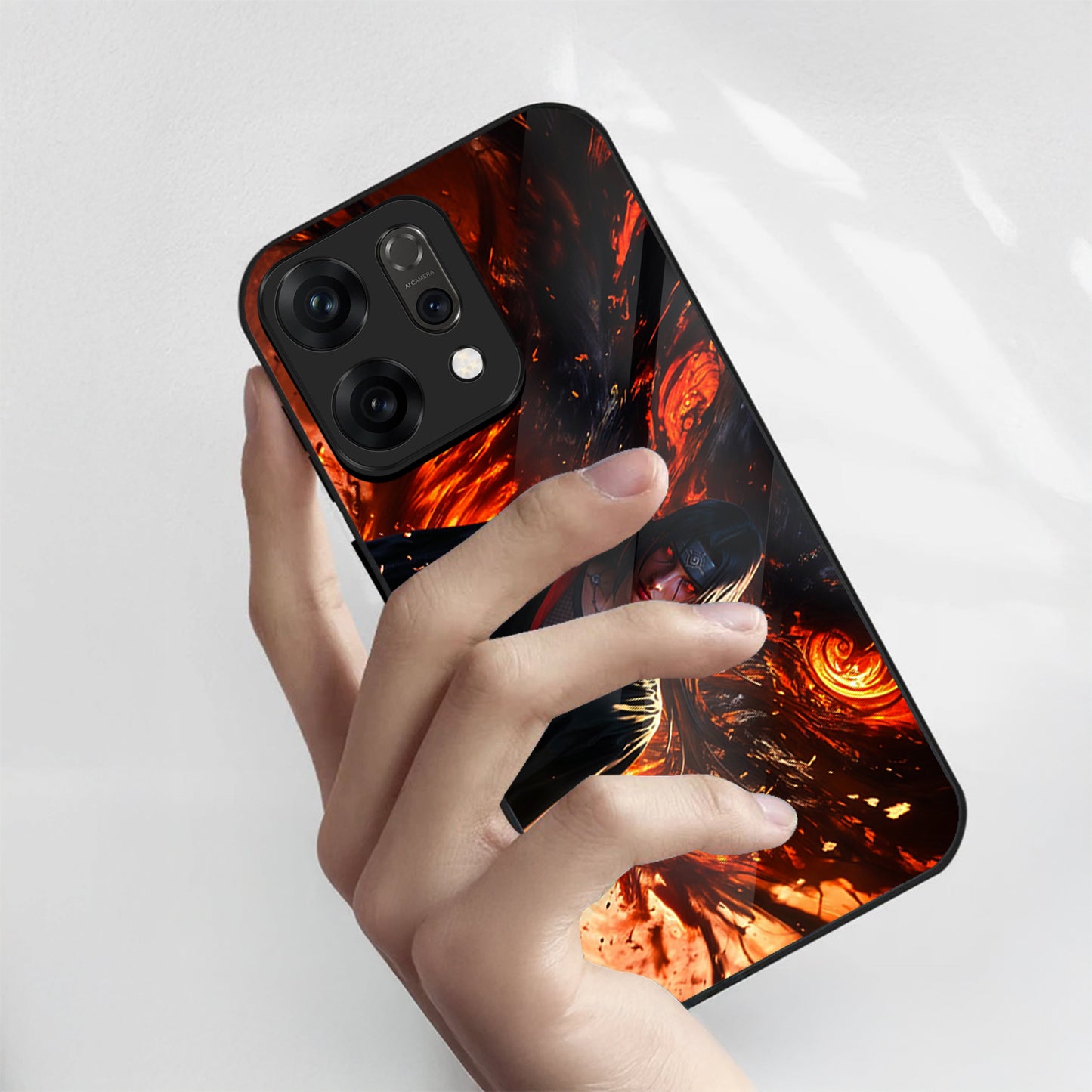 Oppo Reno 14 5G Premium Acrylic Shockproof Glass Back Case (Itachi Soul)
