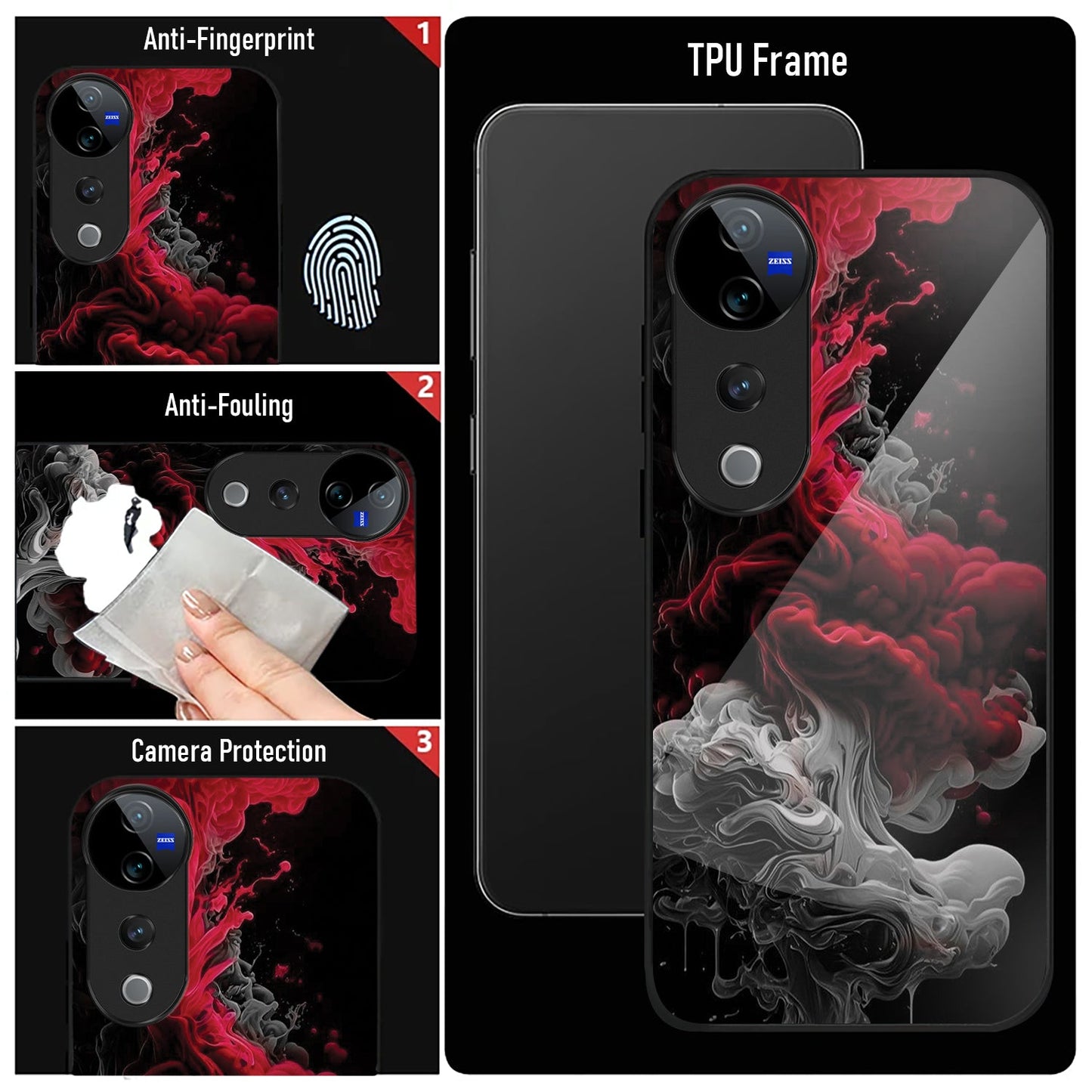 Vivo V40 Pro 5G Premium Acrylic Shockproof Glass Back Case (Infernal Drift)