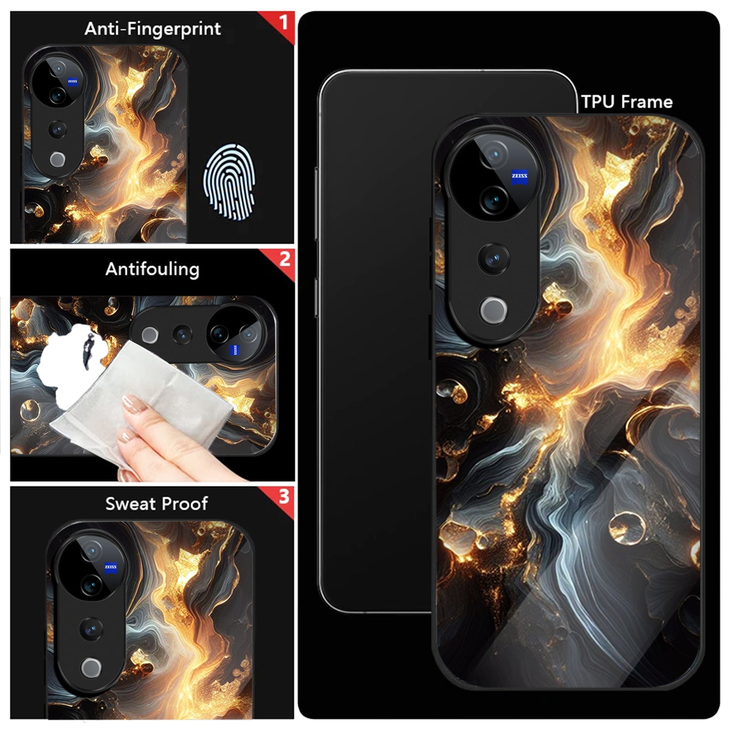 Vivo V40 Pro 5G Premium Acrylic Shockproof Glass Back Case (Mist)