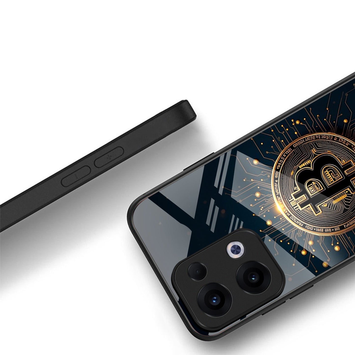 Oppo Reno 13 5G Premium Acrylic Shockproof Glass Back Case (Bitcoin)