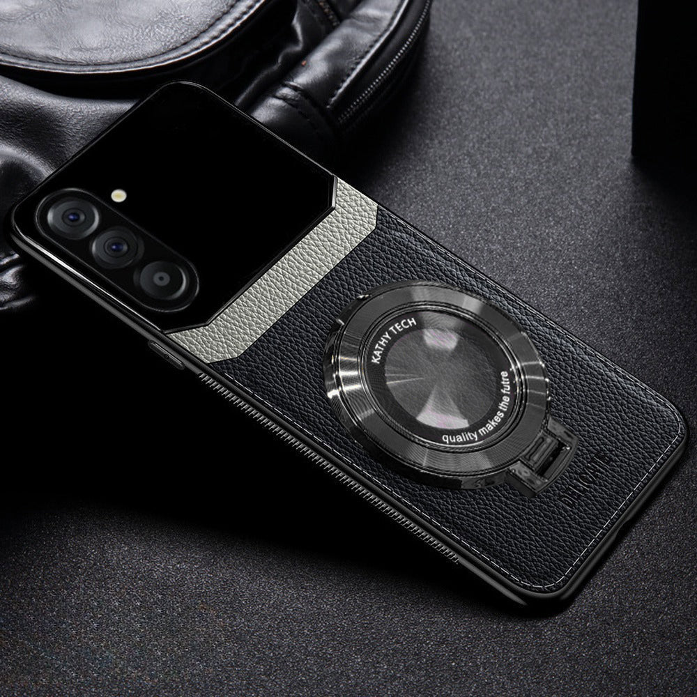 Samsung Galaxy A56 5G Original Luxury Leather Lens Magnifier Ring Stand Case