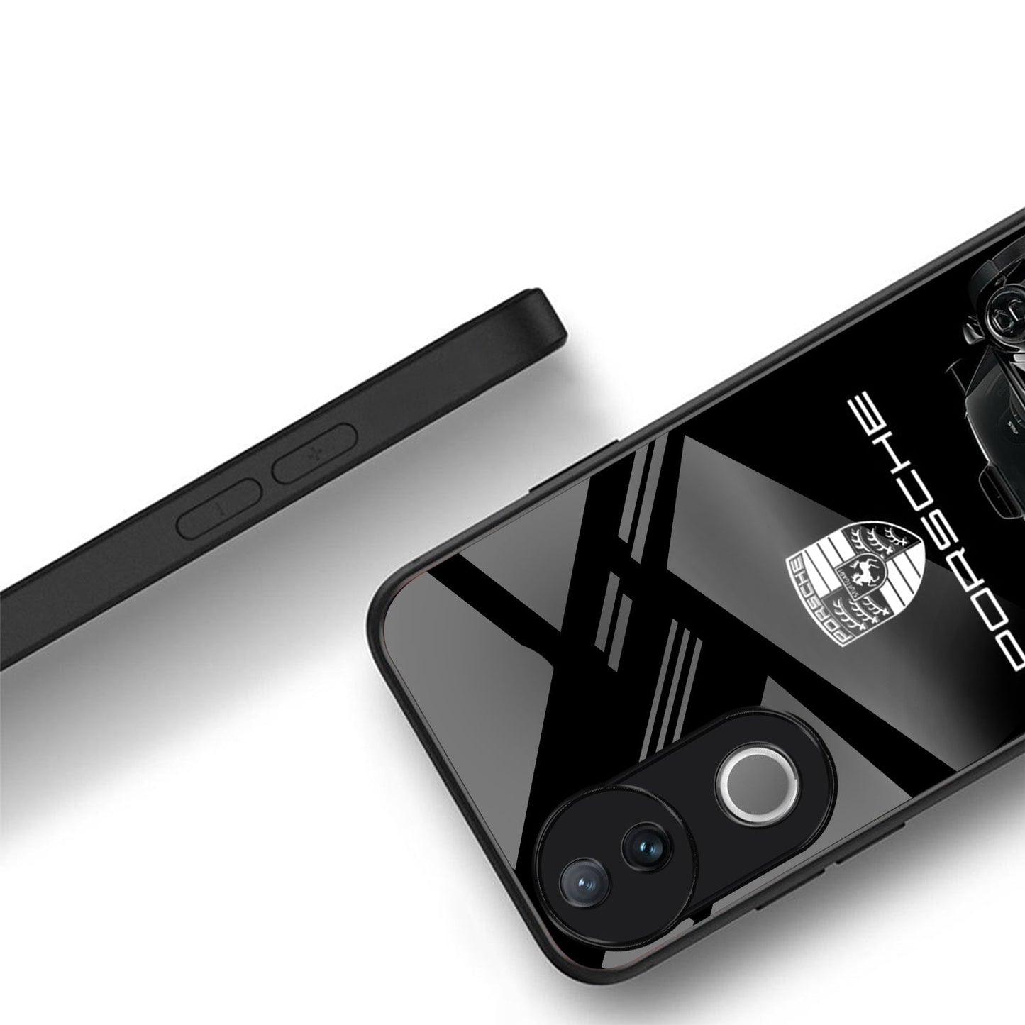 Vivo V50 5G Premium Acrylic Shockproof Glass Back Case (Black Porsche)