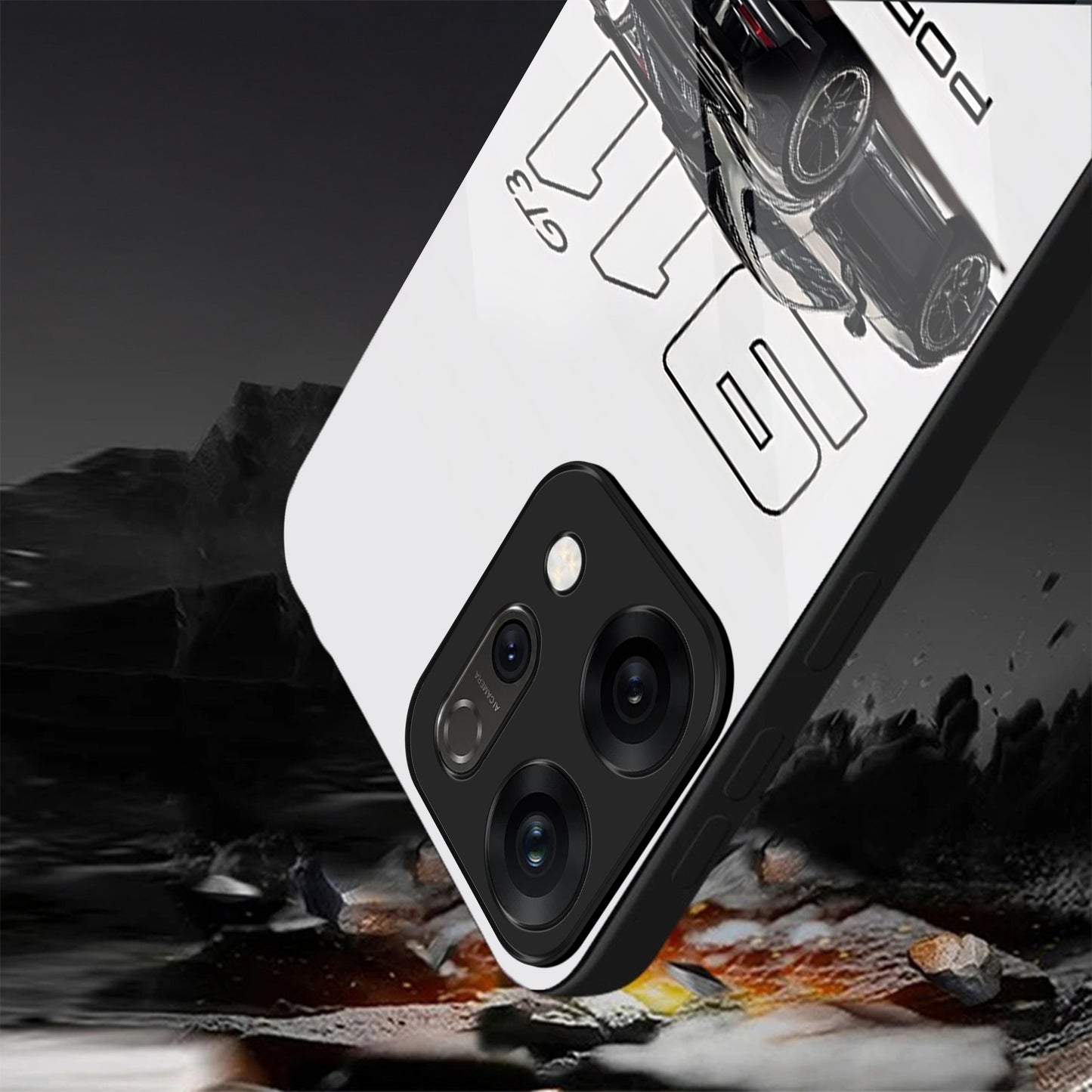 Oppo Reno 14 5G Premium Acrylic Shockproof Glass Back Case (Porsche Case)