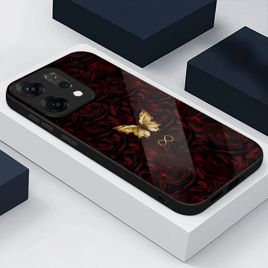 Oppo Reno 14 5G Elegant Butterfly & Floral Aesthetic Glass Case