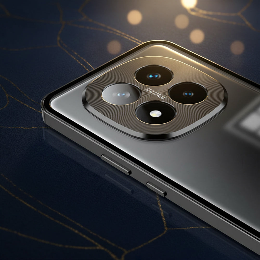 Smartphone with camera module on a dark background