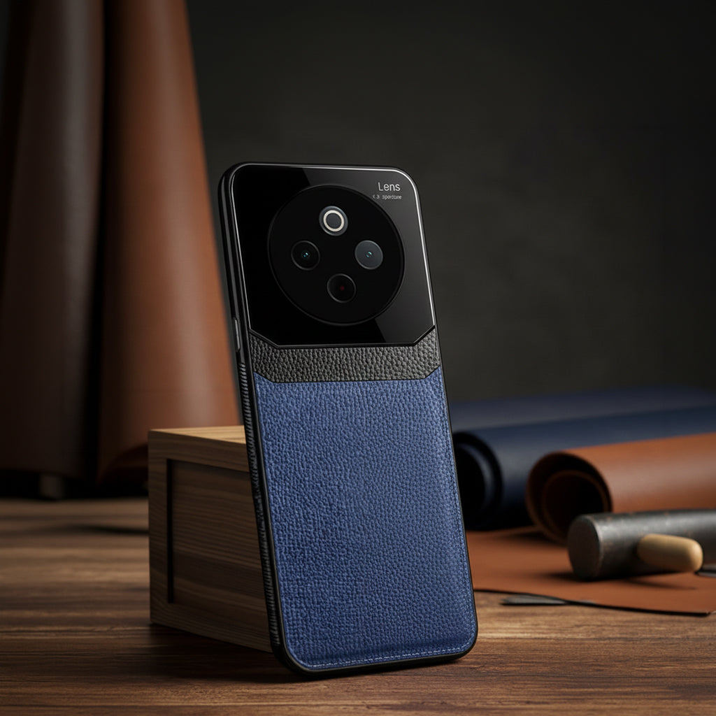 Vivo T4 5G Phone case with leather texture on a wooden surface
