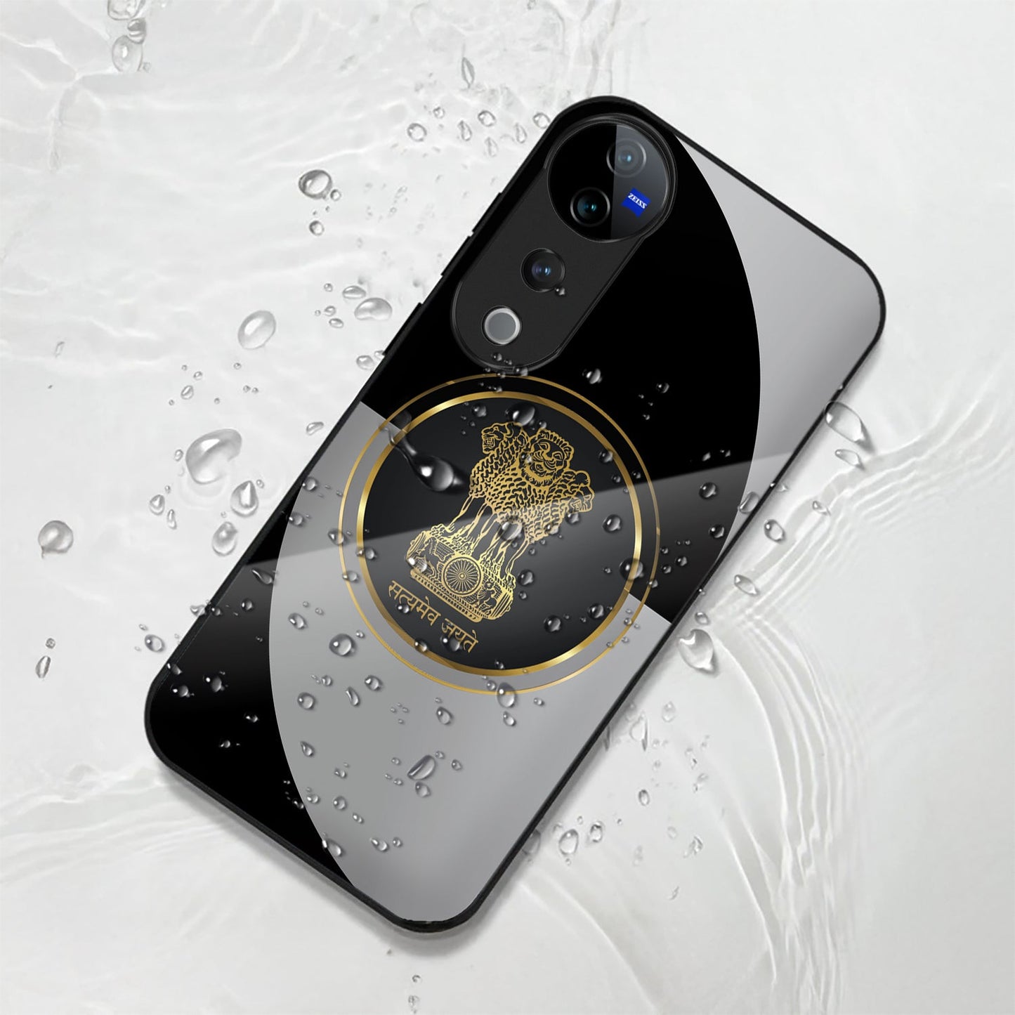 Vivo V40 Pro 5G Premium Acrylic Shockproof Glass Back Case (Satyamev Noir)