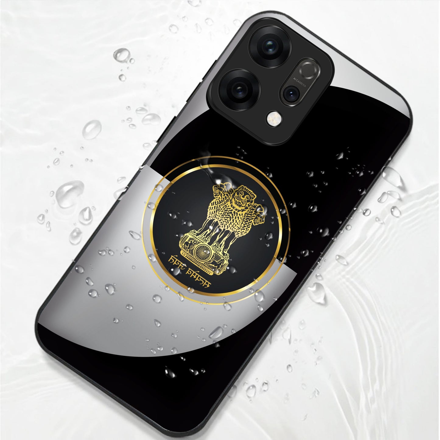 Oppo Reno 14 5G Premium Acrylic Shockproof Glass Back Case (Satyamev Noir)