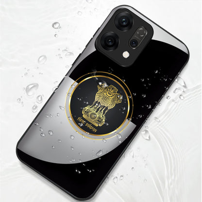 Oppo Reno 14 5G Premium Acrylic Shockproof Glass Back Case (Satyamev Noir)