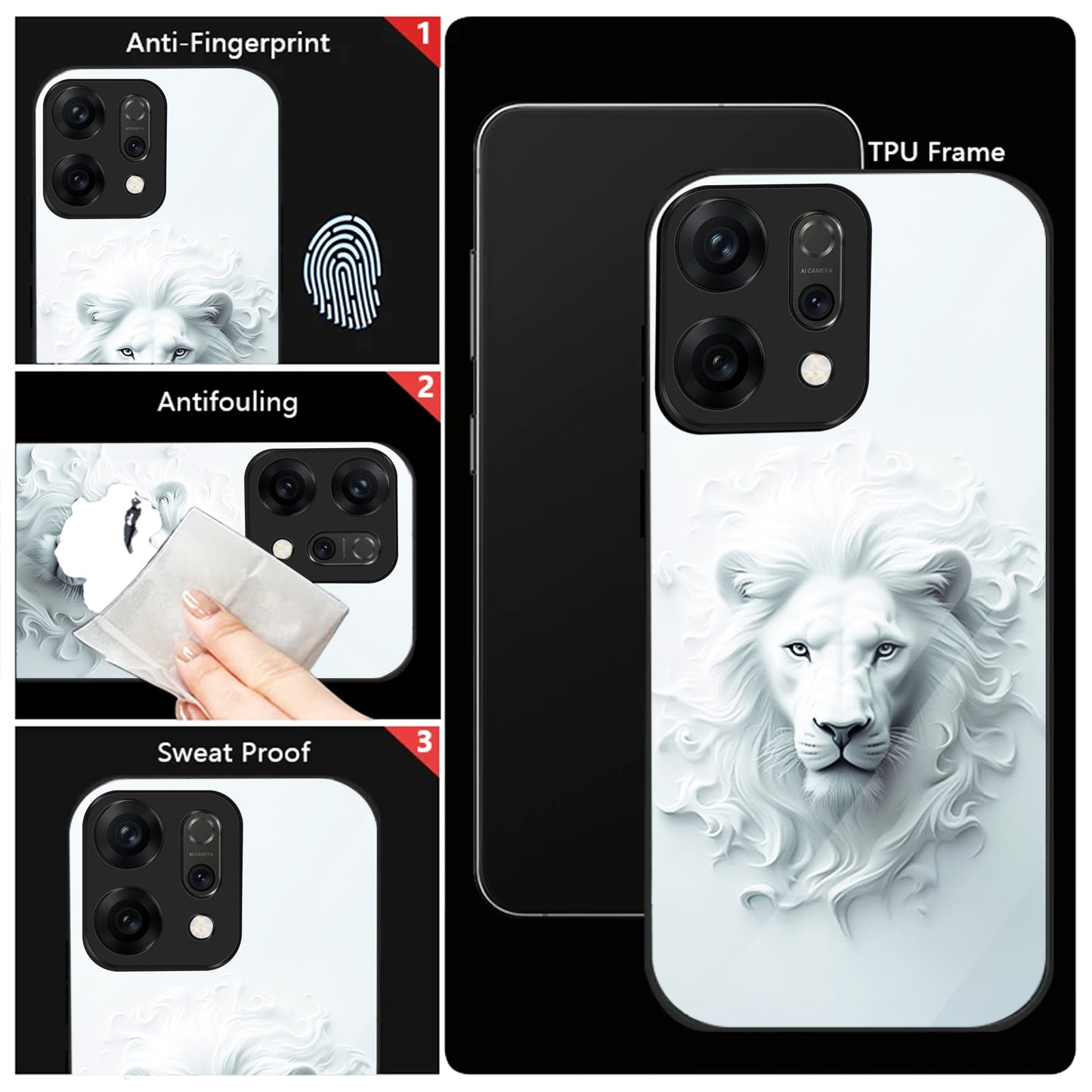 Oppo Reno 14 5G Premium Acrylic Shockproof Glass Back Case (White Devil)