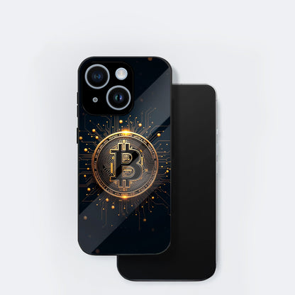 iPhone 14 Premium Acrylic Shockproof Glass Back Case (Bitcoin Armor)