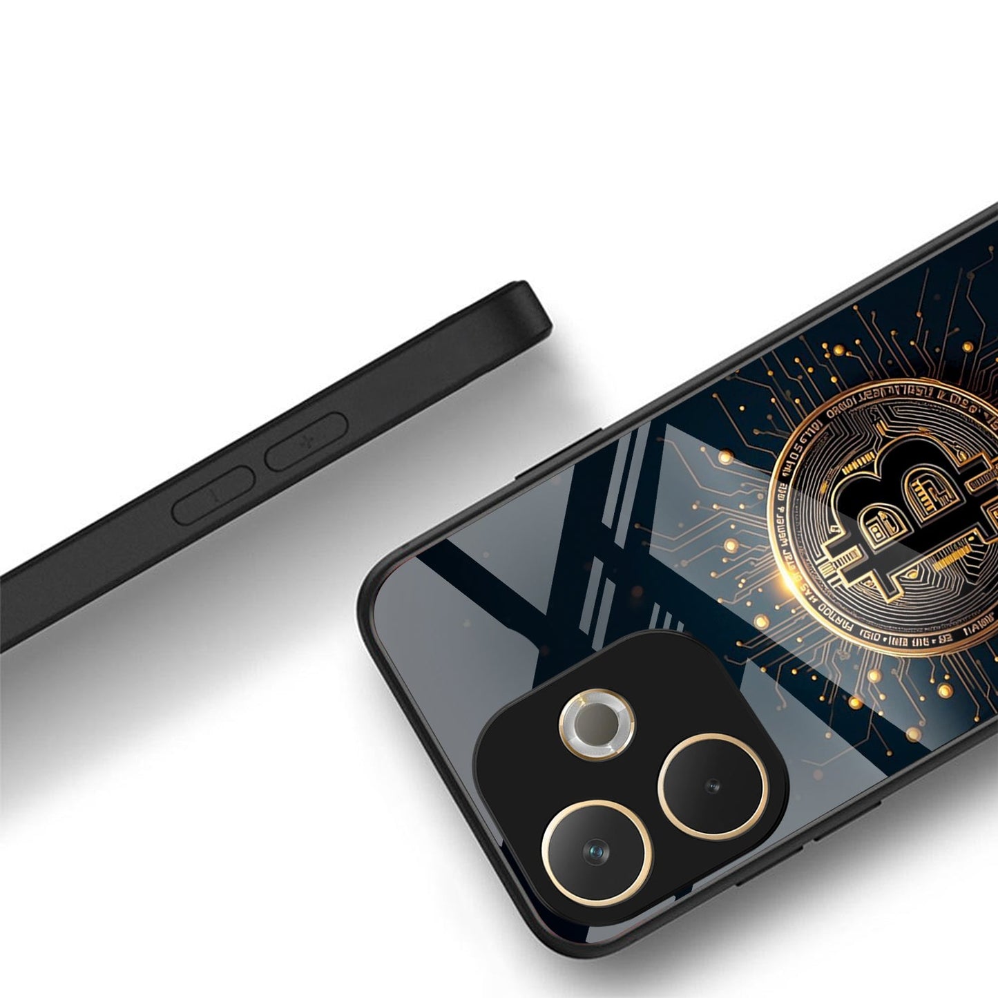 Oppo A5 Pro 5G Premium Acrylic Shockproof Glass Back Case (Bitcoin)