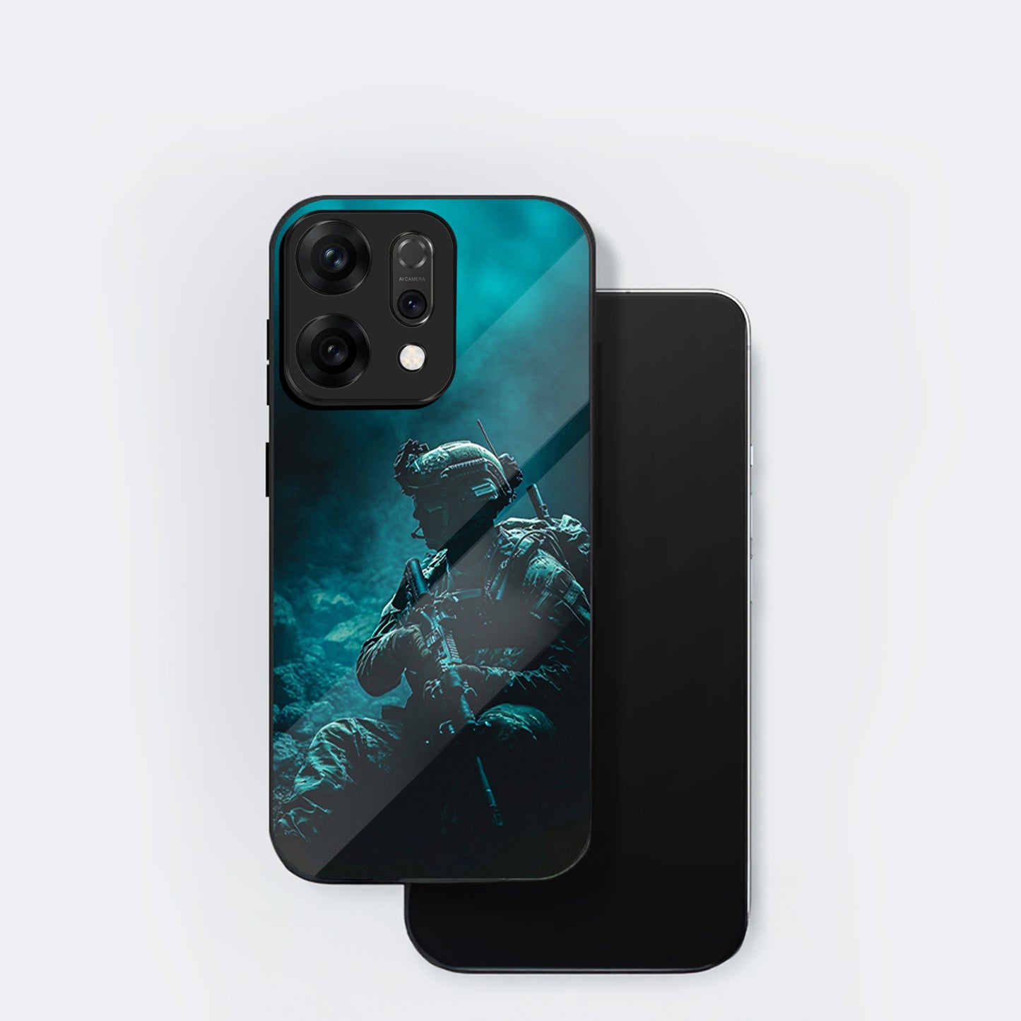 Oppo Reno 14 5G Premium Acrylic Shockproof Glass Back Case (Soldier Case)